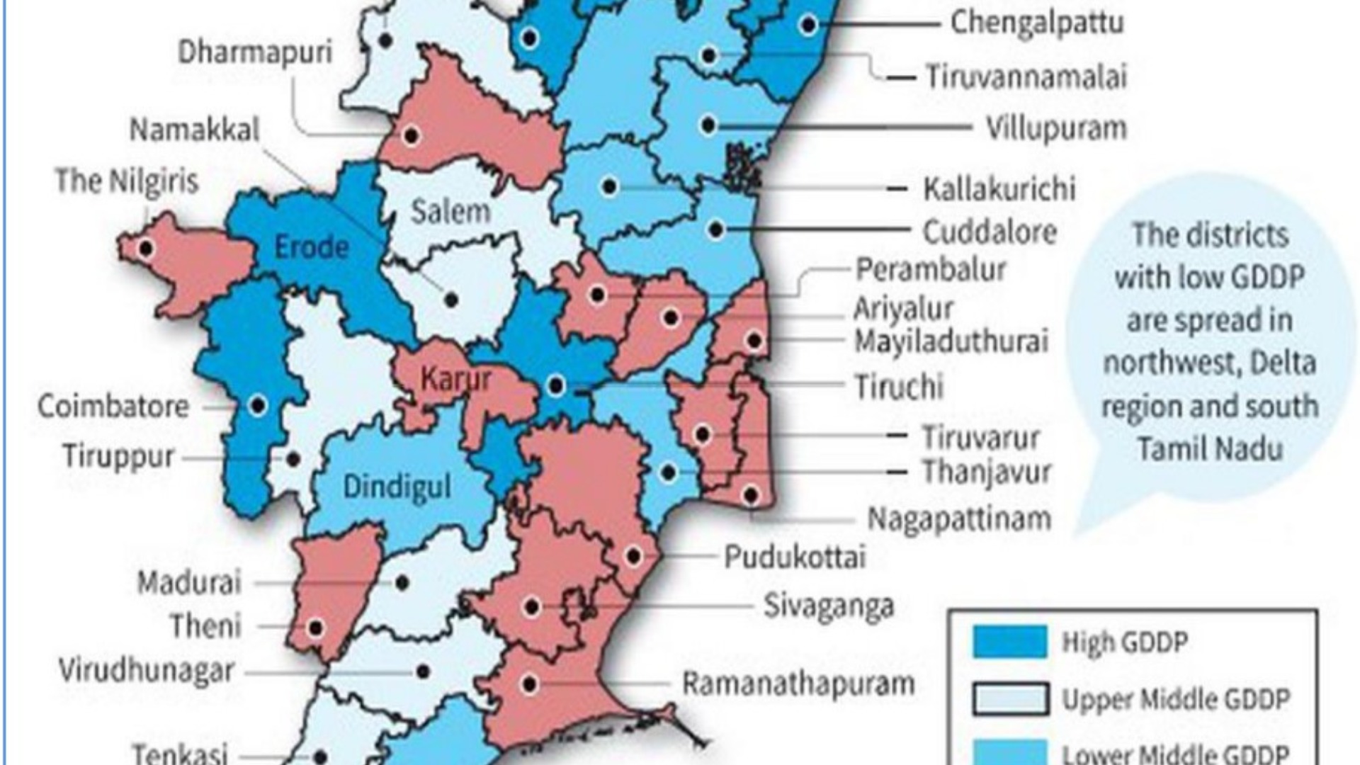 தமிழ்நாட்டில் குறைவான தனிநபர் வருமானம் கொண்ட மாவட்டங்கள்