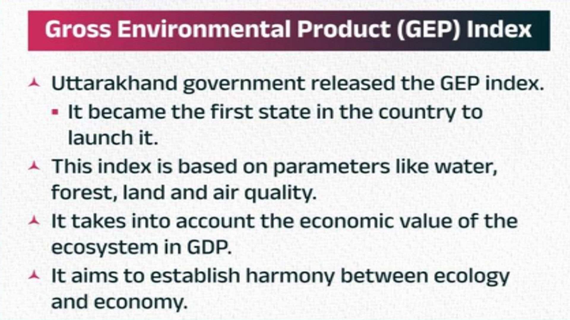 GEP index for environment – Uttarakhand